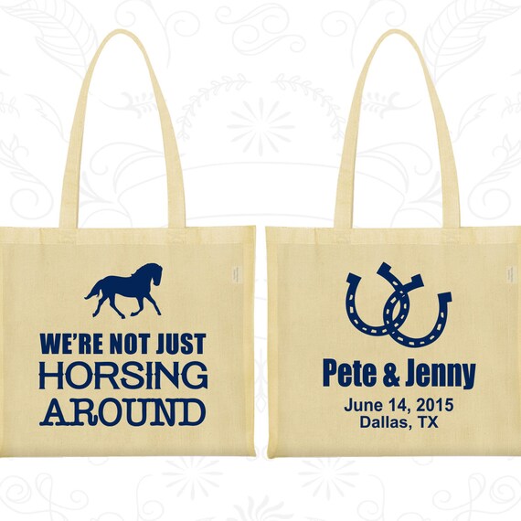 We Are Not Horsing Around Cheap Canvas Tote Bags Horse Shoe