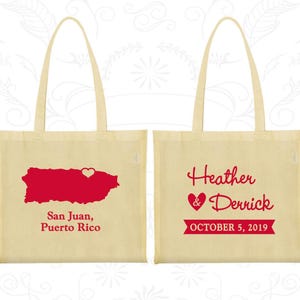 Puerto Rico Tote Bags, Puerto Rico Wedding, Cotton Canvas Tote, Destination Wedding Bags, Wedding Day Tote, San Juan Tote Bags | 738