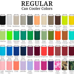 a color chart for a can cooler with different colors