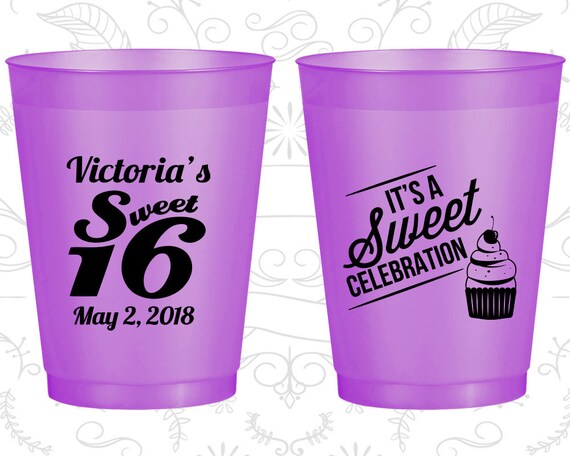 16th Birthday Frosted Cups, Sweet 16, Cupcake Birthday, Sweet Celebration, Frosted Birthday Cups (20141) Il_570xn