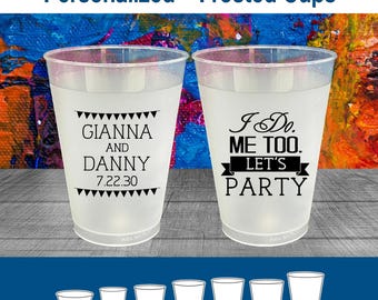 Wedding Frosted Cups, Custom Frosted Cups, Shatterproof Cups, Frost Flex Cups, Frosted Plastic Cups, Personalized Frosted Cups | 363