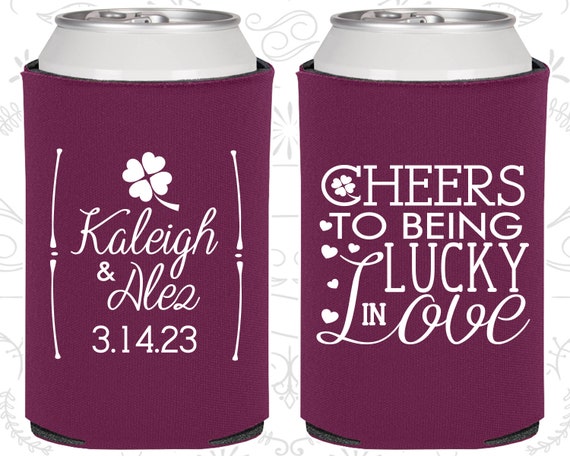 Cheers to Being Lucky in Love, Wedding, Lucky in Love Wedding Favors, Cheers Wedding Favors, Irish Wedding Favors, Beer Can Coolers (328) Il_570xn