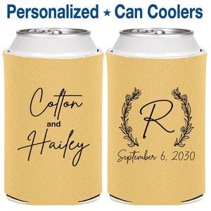 100 pcs | Personalized Can Coolers, Gold Wedding Can Coolers, Custom Beer Can Insulators | 803