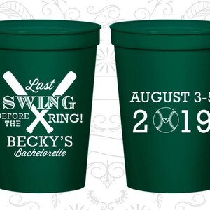 Last swing before the ring, Bachelorette Cups Personalized, Baseball Bachelorette Cups, Bachelorette Cups | 60127
