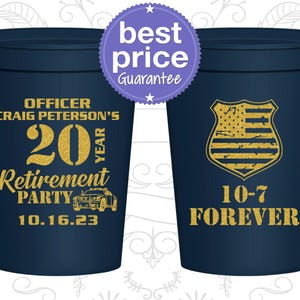 Retirement Plastic Cups, Retirement Party Favors, Retirement Gifts, Retirement Ideas, Police Retirement Party | 150012