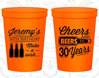 30th Birthday Party Cups, Cheap Party Cup Favors, Cheers to 30 Years, Cheers and Beers, Birthday Party Cups (20076)