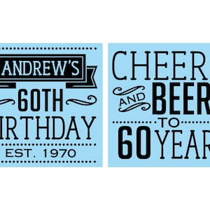 60th Birthday, 60th Birthday Party, Cheers to 60 Years, Cheers and Beers, Birthday Can Coolers, Birthday Coolies | 20001 image 2