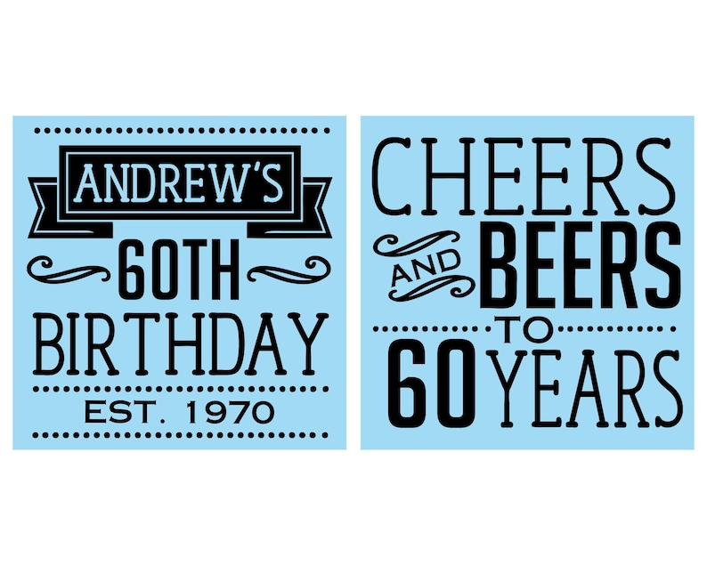 60th Birthday, 60th Birthday Party, Cheers to 60 Years, Cheers and Beers, Birthday Can Coolers, Birthday Coolies | 20001 image 2