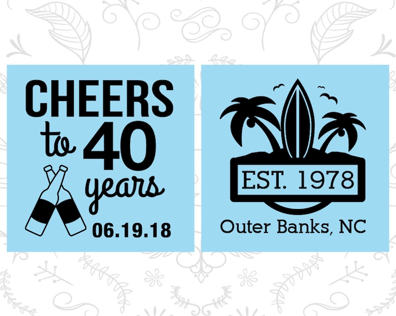 40th Birthday Shot Glass, Cheers to 40 years, Beach Birthday Shot Glass, Tropical Birthday, Birthday Shot Glass, Birthday Glass 20226 image 2