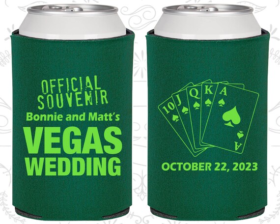Vegas Wedding Favors, Wedding Keepsake, Official Souvenir Vegas Wedding, Playing Cards, Custom Can Coolers (65) Il_570xn