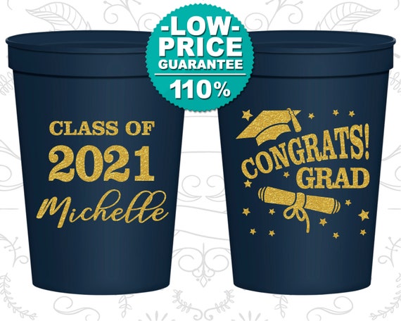 Graduation Party Cups, Graduation Favors, Graduation Party Ideas, Graduation Party Decorations, Class of 2021 Cups, Congrats Grad (130027) Il_570xn
