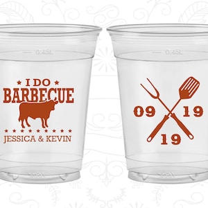 I Do BBQ Wedding, Cheap Soft Plastic Cups, I Do Barbecue, Wedding BBQ, BBQ Cow, Disposable Cups | 671