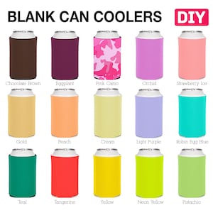 50 Pack - Blank Can Coolers for Screen Printing HTV Heat Pressing Transfer Vinyl Embroidery Collapsible Bulk Beer Huggers Holders DIY Craft