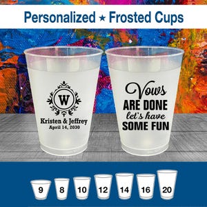 Vows are Done Lets Have Some Fun, Custom Frosted Cups, Monogram Wedding, Monogrammed, Yellow Frosted Cups | 462
