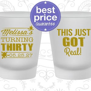 30th Birthday Shot Glasses, Personalized Birthday Glass, Turning Thirty, This Just got real, Birthday Shot Glasses | 20213