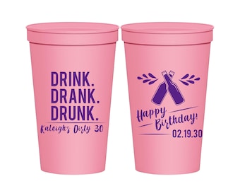 30th Birthday Party Cups, Personalized Birthday Cups, Custom Birthday Cups, Birthday Stadium Cups, Birthday Party Favors | 20289