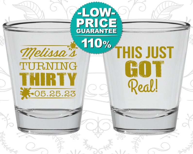 30th Birthday Shot Glasses Personalized Birthday Glass Etsy