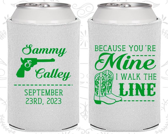 Because You are mine, I walked the line, Wedding Giveaways, Country Wedding, Western Wedding, Cowboy Boots, Wedding Can Coolers (474) Il_570xn