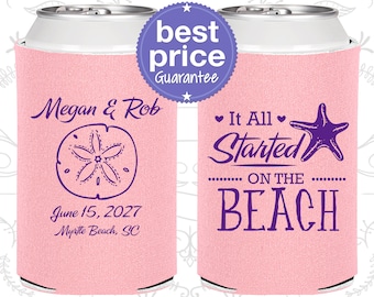 Beach Wedding Favors, Wedding Favor Can Coolers, Outdoor Wedding Favors, Custom Can Coolers, Personalized Can Coolers (C414)