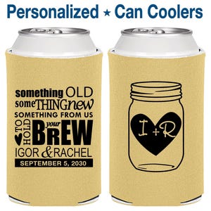 Mason Jar Can Coolers, Wedding Can Coolers, Custom Coolies, Personalized Beer Can Coolers, Wedding Favors | 601