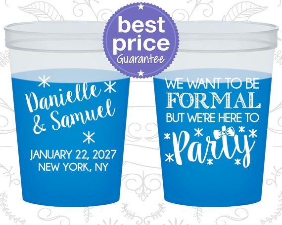 We want to be Formal, But we are here to Party, Personalized Mood Cups, Wedding Party, Blue Mood Cups (C365) Il_570xn
