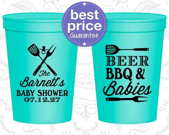 Baby Shower Gifts, Cheap Baby Shower Plastic Cups, Barbecue Baby Shower Cups,  Beer Bbq Babies, BBQ Baby Shower Cups C90113 