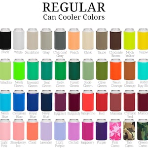 a color chart for a can cooler with different colors