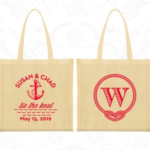 Monogram, Printed Welcome Bags, Beach Wedding Bags, Nautical Bags, Tote Bag Wedding | 526