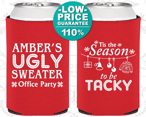 Christmas Favors, Christmas Can Cooler, Holiday, Christmas Office Party Favors, Ugly Christmas Sweater Party, Tacky Sweater Party (280020) Il_570xn