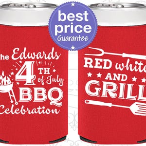 4th of July Party Decor, 4th of July Can Coolers, July 4th Ideas, Fourth of July Gifts, 4th of July BBQ, Red White and Blue | 220005