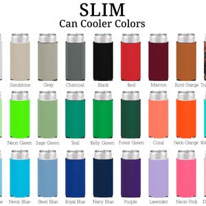 a color chart for a can cooler with different colors