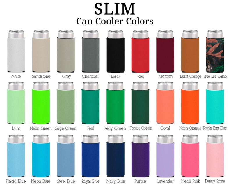 a color chart for a can cooler with different colors