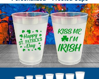 St Patricks Day Frosted Cups, St Patricks Day Party Favors, St Paddys Day, Irish Party Favors, Kiss Me I'm Irish, Shamrock Favors | 200018
