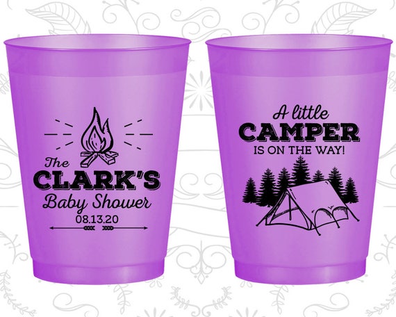 Camping Baby Shower, Baby Shower Frosted Cups, A Little camper is on the way, Baby Shower Shatterproof Cups (C90129) Il_570xn