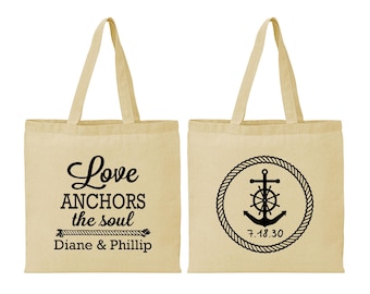 Love Anchor the Soul, Personalized Tote Bags, Anchor Bags, Nautical Bags, Wedding Bags | 405