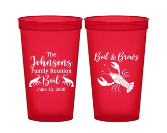 Family Reunion Plastic Cups, Family Reunion Ideas, Family Reunion Party Favors, Crawfish Boil, Beer | 160005