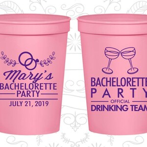Official Drinking Team, Personalized Bachelorette Stadium Cups, Cocktail Bachelorette Party, Cocktails Girls Bachelorette | 60017