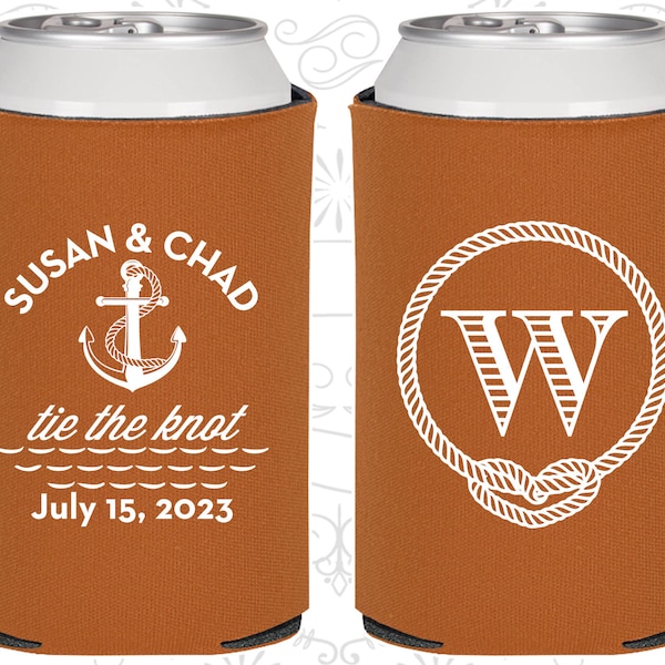 Monogram, Wedding Ideas, Beach Wedding Favors, Nautical Wedding Favors, Wedding Can Coolers (526)