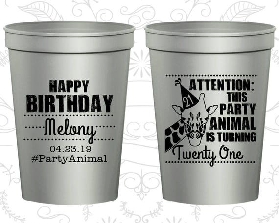 21st Birthday Cups, Cheap Birthday Stadium Cups, party animal birthday, Animal Birthday Cups, Birthday Cups (20271) Il_570xn