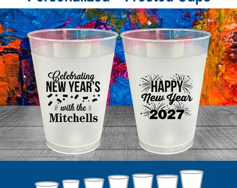 New Years Frosted Plastic Cups, New Years Party Favors, 2027 NYE Party Favors, Happy New Year | 170015