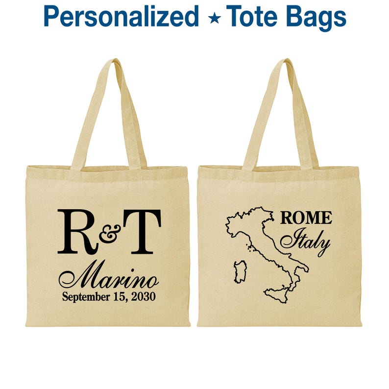 Italy Tote Bags, Italy Wedding, Cheap Cotton Tote Bags, Destination Wedding Bags, Custom Tote, Rome Tote Bags | 514 image 1
