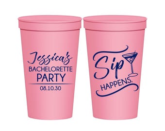 Sip Happens, Personalized Bachelorette Stadium Cups, Vegas, Las Vegas Bachelorette Party Cups, Bachelorette Cups | 60197