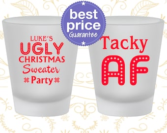 Christmas Shot Glasses, Christmas Favors, Holiday Shot Glass, Funny Christmas, Ugly Christmas Sweater Party, Tacky Sweater Party (280021)