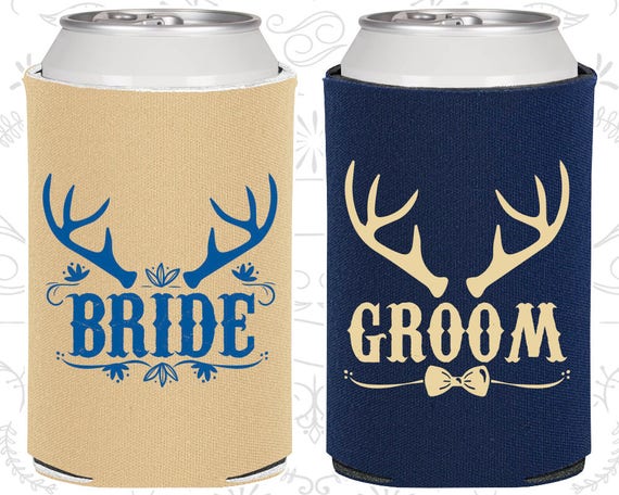 Bride Groom Can Cooler, Bride Groom Gift, Bride Groom Sets, Antlers, Couples Gift Set, Bride and Groom Gift (320019) Il_570xn