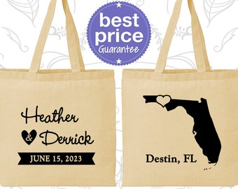 Florida Wedding, Florida Tote Bags, Wedding Canvas Bags, Destination Wedding Bags, State Tote Bags, Wedding Bag Favors (C108)