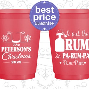 Christmas Frost Flex Cups, Christmas Favors, Custom Christmas, Holiday Party Cups, Holiday Party Favors, Pa Rum Pa Pum Pum (280013)