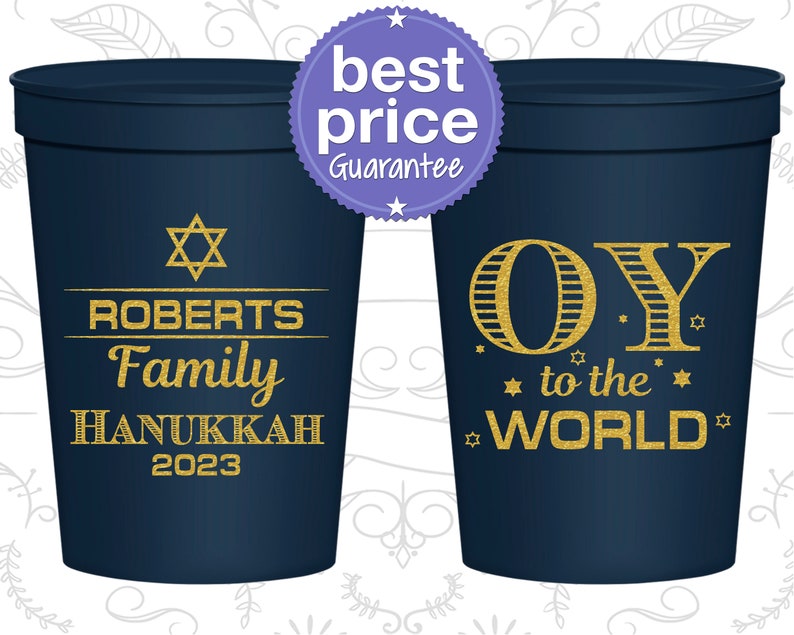 Hanukkah Cups, Hanukkah Party Favors, Hanukkah Decorations, Hanukkah Gift, Hanukkah Décor, Oy to the World, Chanukah Cups 270000 image 1