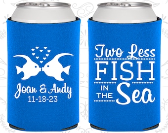 Two Less Fish in the Sea, Wedding Reception, Fisherman Wedding, Two Less Fish in the Sea Wedding,Fisherman Gifts,Wedding Can Coolers (533)