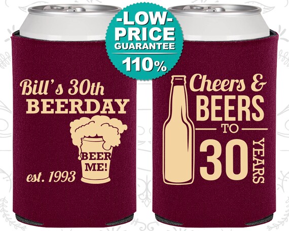 Birthday Can Coolers, Beerday, 30th Birthday, Birthday Party Favors, Custom Birthday Can Cooler, Personalized Favors (C20215) Il_570xn