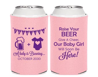 A Baby is Brewing, Baby Shower Decorations, Baby Announcement, Baby Girl Baby Shower, Baby Shower Can Cooler,Baby Shower Giveaways | 90065